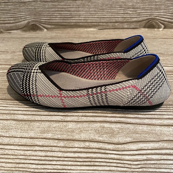 Rothy's The Flat Grey Glen Plaid Shoes Size 5.5 - Picture 4 of 9
